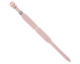Bracelet cuir Les Georgettes Coutures - Rose clair/Gris clair acier 14 mm