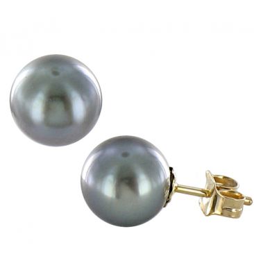 Boucles d'oreilles boutons perles de Tahiti or Stepec - bblTPt-j