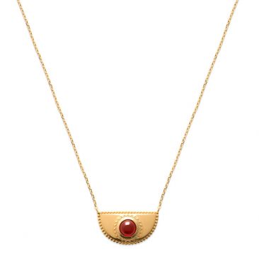 Collier plaqué or pierre rouge Stepec - ESJPSIOU