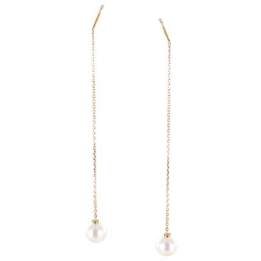 Boucles d'oreilles pendants perles or Stepec - oBTTb-r