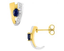 Boucles d'oreilles boutons or saphir(s) & oxyde(s) - 2A817BSTZ