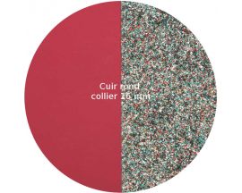 Cuir collier Les Georgettes - Framboise soft/Paillettes multicolores 16 mm