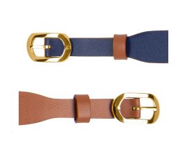Bracelet cuir Les Georgettes Coutures - Denim/Canyon doré 14 mm