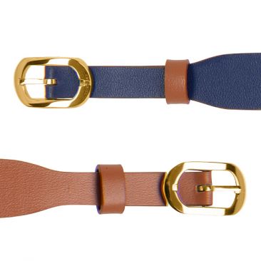 Bracelet cuir Les Georgettes Coutures - Denim/Canyon doré 14 mm