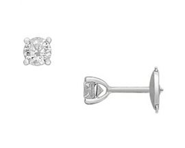 Boucles d'oreilles boutons diamant(s) synthétique(s) or blanc Diamanti - DS2001.21