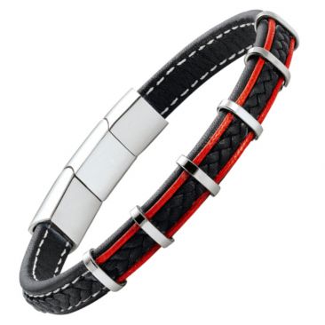 Bracelet homme cuir & acier Jourdan - RC011H