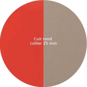 Cuir collier Les Georgettes - Corail vernis/Taupe rond 25 mm