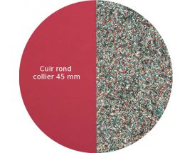 Cuir collier Les Georgettes - Framboise soft/Paillettes multicolores 45 mm