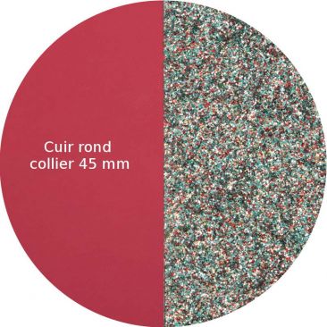 Cuir collier Les Georgettes - Framboise soft/Paillettes multicolores 45 mm