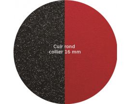 Cuir collier Les Georgettes - Paillettes noires/Rouge rond 16 mm