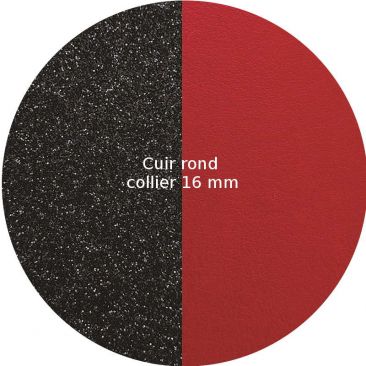 Cuir collier Les Georgettes - Paillettes noires/Rouge rond 16 mm