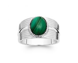 Bague argent empierré Malachite Stepec - BITXPUP