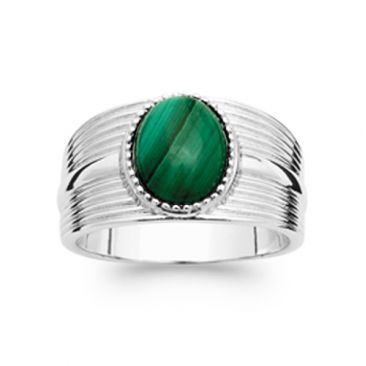 Bague argent empierré Malachite Stepec - BITXPUP