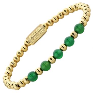 Bracelet perles Rebel & Rose Yellow Gold meets Green Harmony 6mm - RR-60062-G