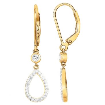 Boucles d'oreilles pendants plaqué or oxydes - 76400120