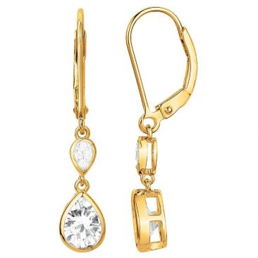 Boucles d'oreilles pendants plaqué or oxydes - 76400122