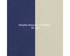 Vinyles boucles d'oreilles 30 mm Les Georgettes - Indigo/Blanc cassé