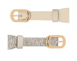 Bracelet cuir Les Georgettes Coutures - Crème/Paillettes dorées acier doré 14 mm