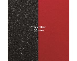 Cuir collier Les Georgettes - Paillettes noires/Rouge 30 mm Moyen rond