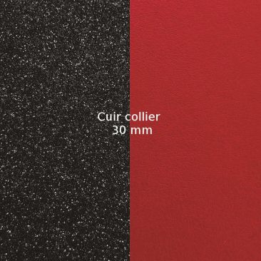 Cuir collier Les Georgettes - Paillettes noires/Rouge 30 mm Moyen rond