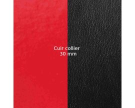 Cuir collier Les Georgettes - Rouge vernis/Noir 30 mm Moyen rond
