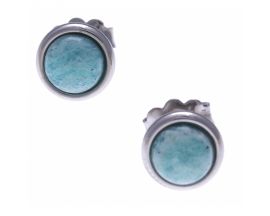 Boucles d'oreilles boutons acier amazonite Stepec - IG 522