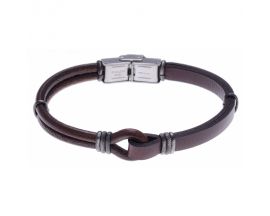 Bracelet acier & cuir Stepec - HC 347