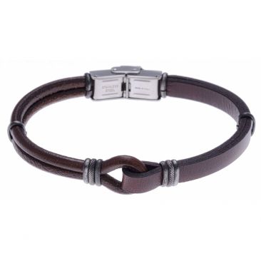 Bracelet acier & cuir Stepec - HC 347
