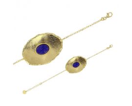 Bracelet plaqué or lapis lazuli synth. Stepec - 3180122DL