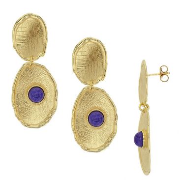 Boucles d'oreilles pendants argent doré lapis lazuli synth.Stepec - 313935DL