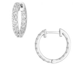 Boucles d'oreilles créoles diamant(s) synthétique(s) or blanc Diamanti - DS2025.21