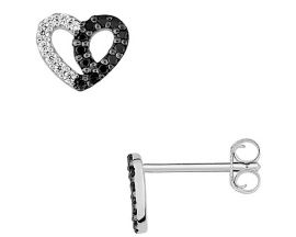 Boucles d'oreilles coeur boutons argent oxydes - ASWV99NZ