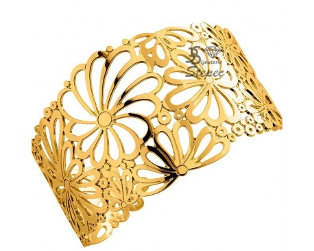 Bracelet Rigide Plaque Or émaillé Michaela Frey - Bijou Vintage