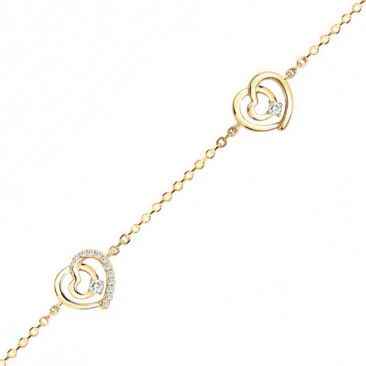Bracelet coeurs plaqué or oxydes Phebus - 76300012
