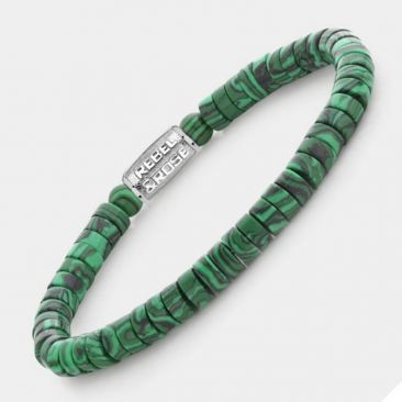 Bracelet perles Rebel & Rose Malachite Green 6 mm - RR-60093-S