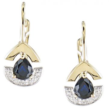 Boucles d'oreilles dormeuses or diamant(s) & saphir(s) - MBO22419-12