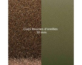 Cuirs boucles d'oreilles 30 mm Les Georgettes - Bronze paillettes/Vert de gris
