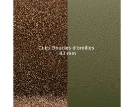 Cuirs boucles d'oreilles 43 mm Les Georgettes - Bronze Paillettes/Vert de gris