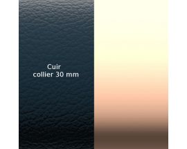 Cuir collier Les Georgettes - Bleu craquelé/Métal rosé 30 mm Moyen rond