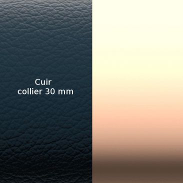 Cuir collier Les Georgettes - Bleu craquelé/Métal rosé 30 mm Moyen rond