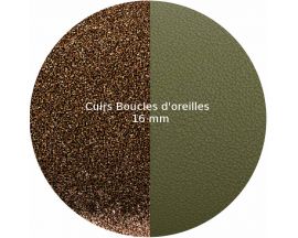 Cuirs boucles d'oreilles 16 mm Les Georgettes - Bronze Paillettes/Vert de gris