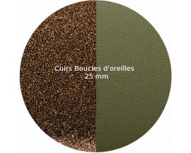 Cuirs boucles d'oreilles 25 mm Les Georgettes - Bronze Paillettes/Vert de gris