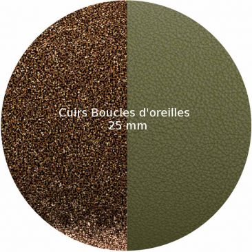 Cuirs boucles d'oreilles 25 mm Les Georgettes - Bronze Paillettes/Vert de gris