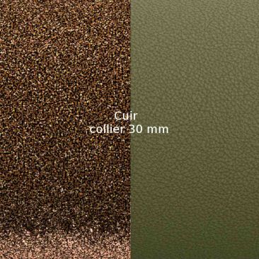 Cuir collier Les Georgettes - Bronze paillettes/Vert de gris 30 mm 