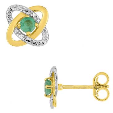Boucles d'oreilles boutons or émeraudes - 2.7133.E3
