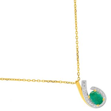 Collier or émeraude(s) & diamant(s) - 5A086BEB4