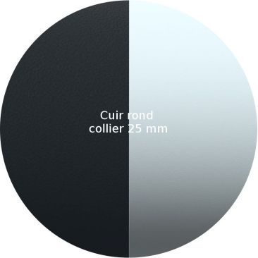 Cuir collier Les Georgettes - Marine mat/Ruthénium 25 mm