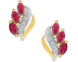 Boucles d'oreilles boutons or rubis - 28PF12BR