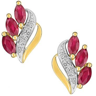 Boucles d'oreilles boutons or rubis - 28PF12BR