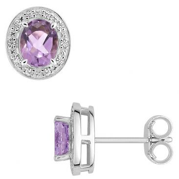 Boucles d'oreilles boutons or améthyste(s) & oxyde(s) - 2.7091.A1